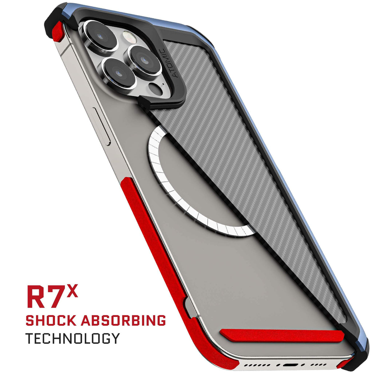 MagSafe Apple iPhone 15 Pro Max Phone Case Carbon Fiber Blue