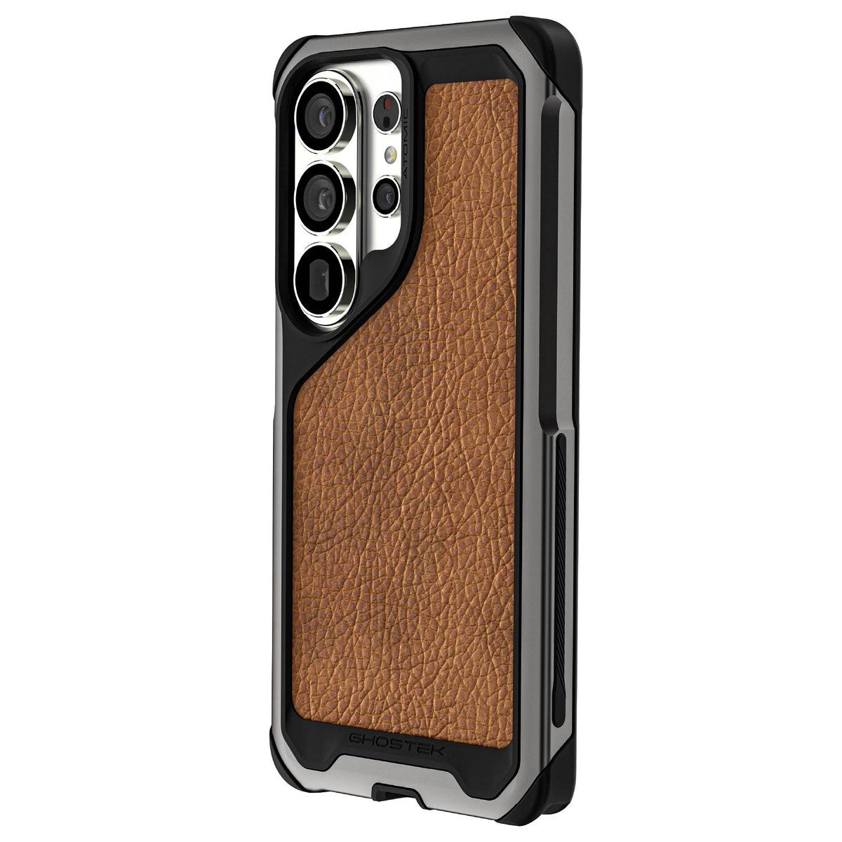 Galaxy S26 Ultra Case Clear Metal MagSafe Brown Leather Gunmetal
