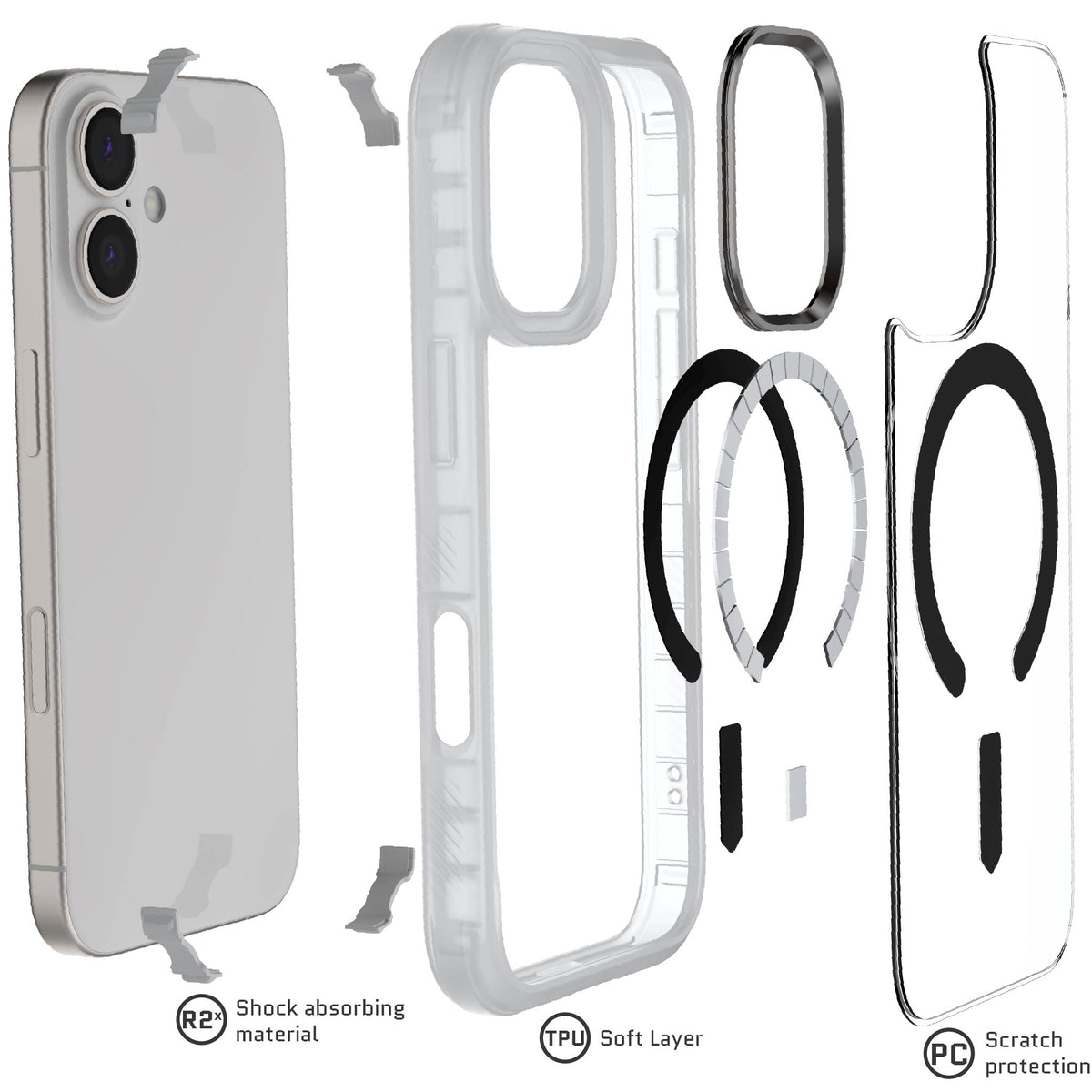 Apple iPhone 17 Case Clear Matte MagSafe Protective Phone Cover Magnetic