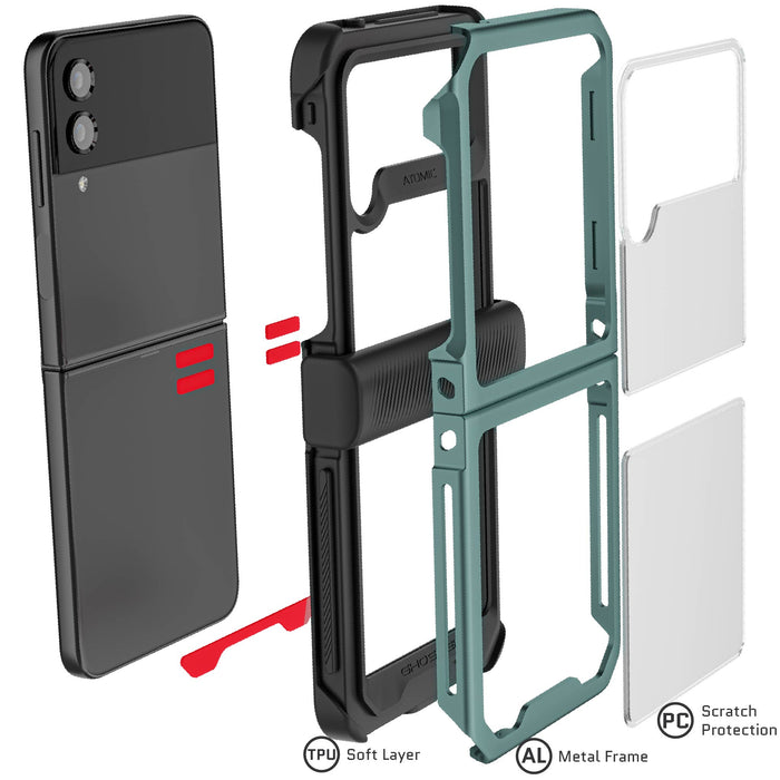 Samsung Z Flip 4 Case Green Metal