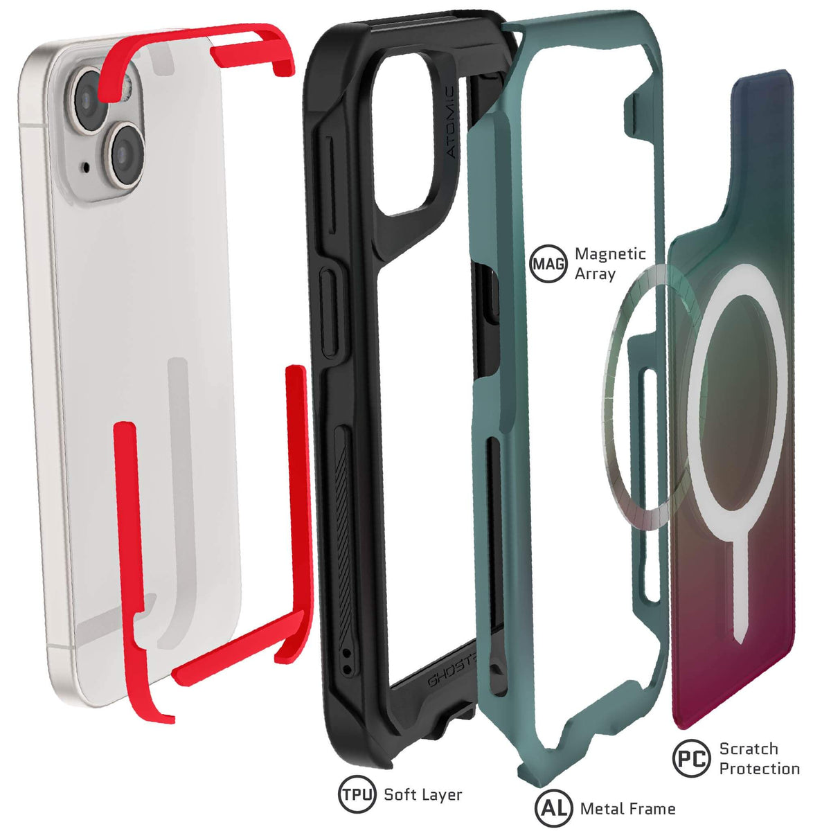 Clear iPhone 15 MagSafe Case Green