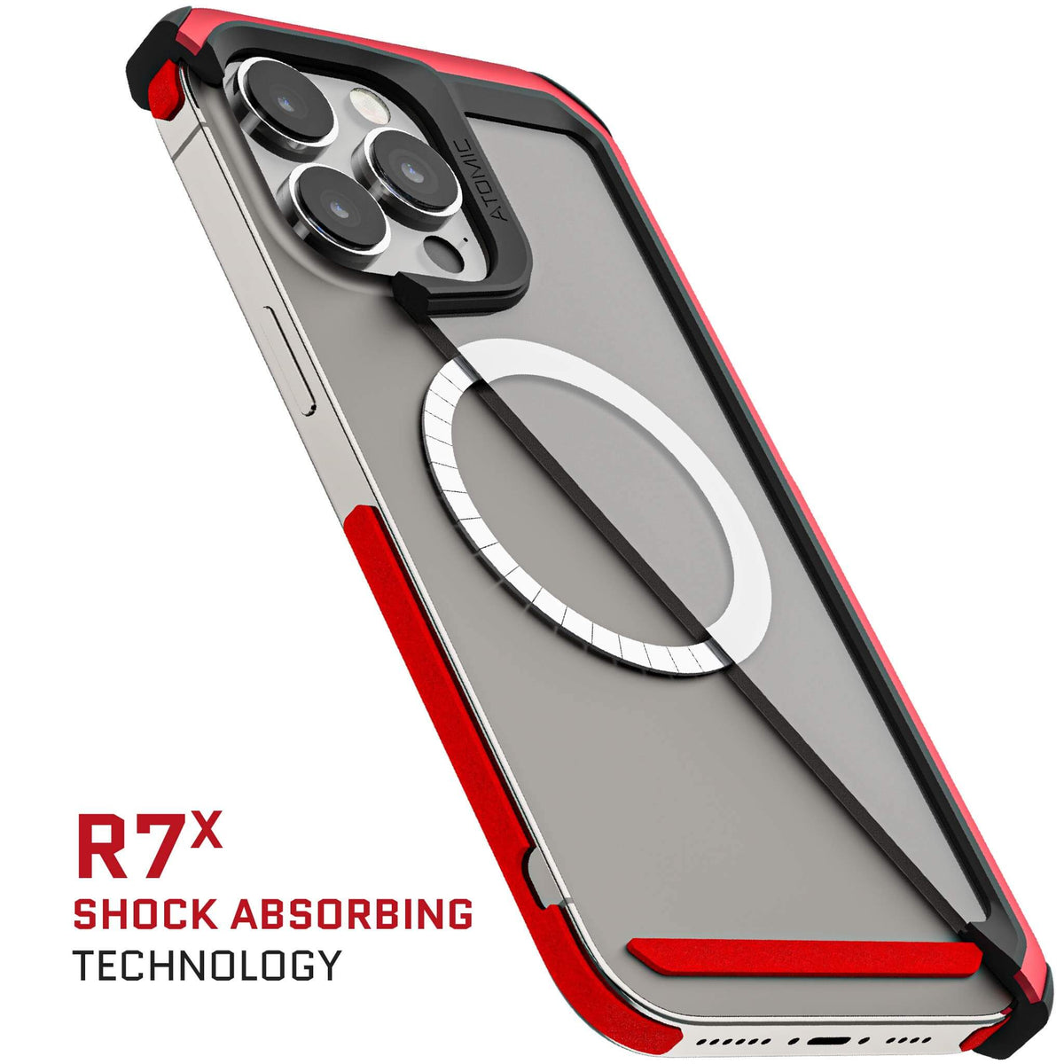 Clear iPhone 15 Pro Max MagSafe Phone Case Red