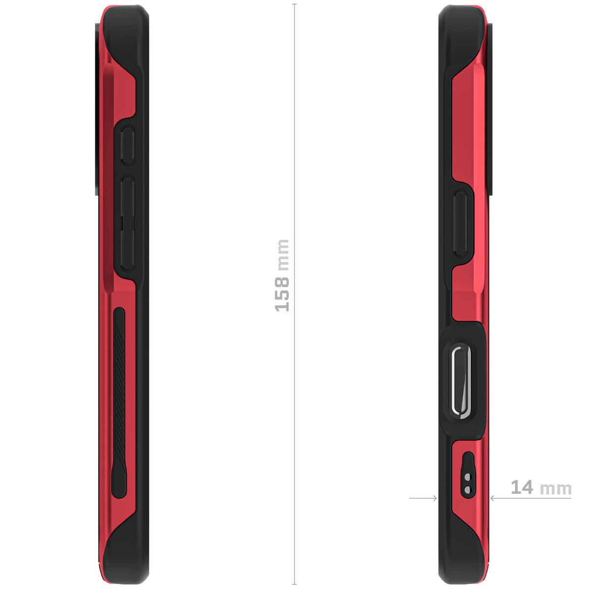 Apple iPhone 16 Pro MagSafe Protective Phone Case Aramid Carbon Fiber Red Metal Aluminum Cover