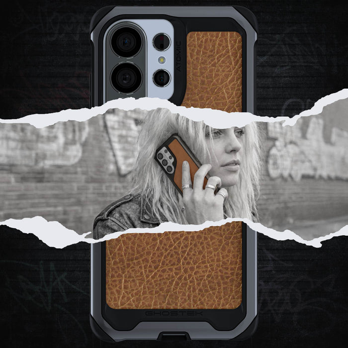 Galaxy S26 Ultra Case Clear Metal MagSafe Brown Leather Gunmetal