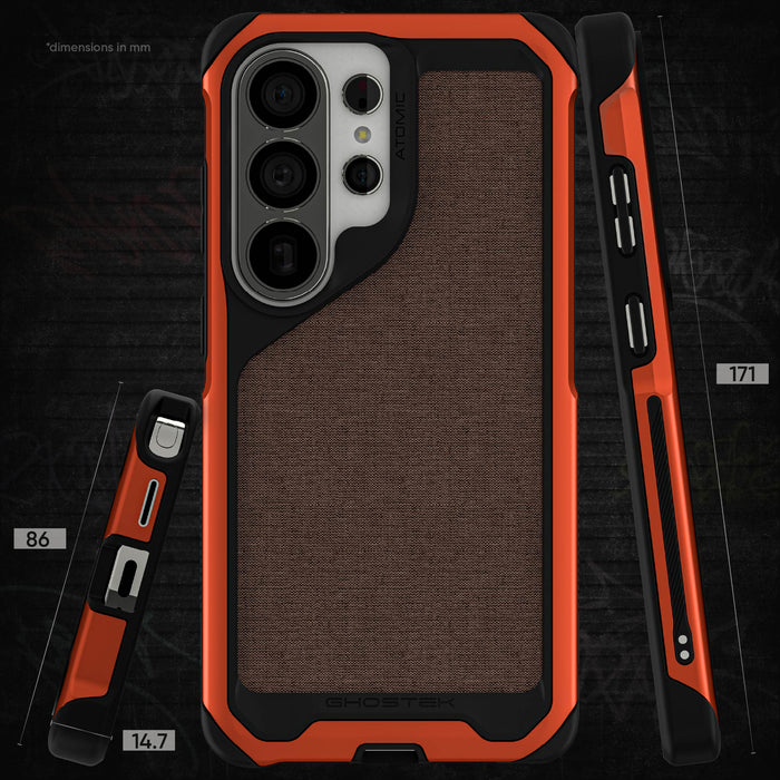 Galaxy S26 Ultra Case Clear Metal MagSafe Orange Fabric