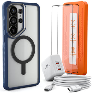 
                        Galaxy S26 Series Bundle – Case + Charger + Cable + Screen Protector