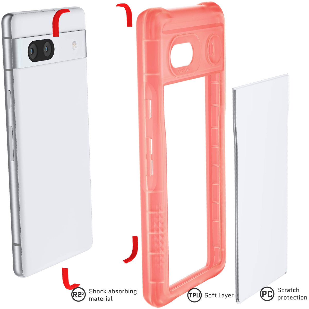 Pixel 7a Pink Case for Women Girls