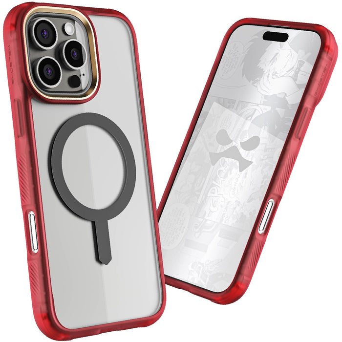 iPhone 16 Pro Max Clear Red Protective Phone Case MagSafe Magnetic Silicone Gel Cover