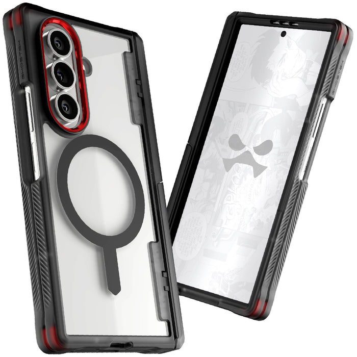 Galaxy Z Fold 7 Clear Smoke Protective Phone Case MagSafe Kickstand Magnetic