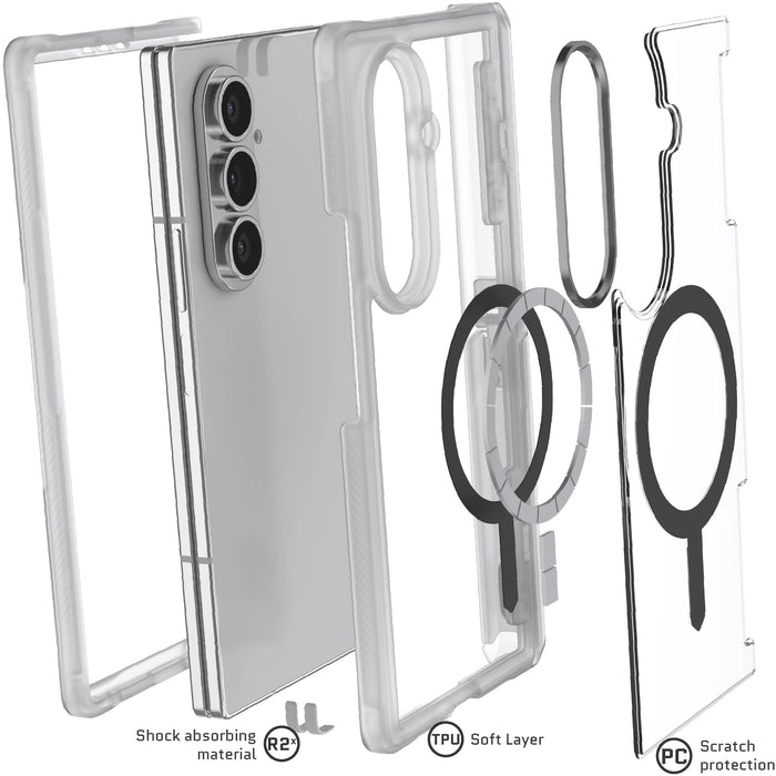 Samsung Galaxy Z Fold 7 Clear Matte Protective Phone Case MagSafe Kickstand Magnetic