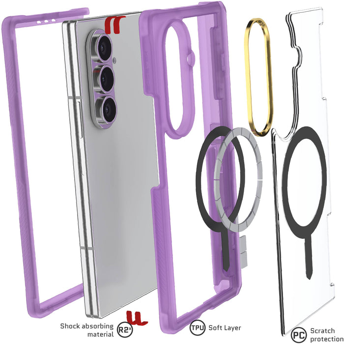 Galaxy ZFold7 Case Purple MagSafe Kickstand Magnetic