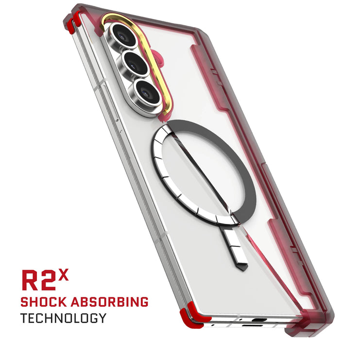 Samsung Fold 7 Protective Phone Case Red MagSafe Kickstand Magnetic