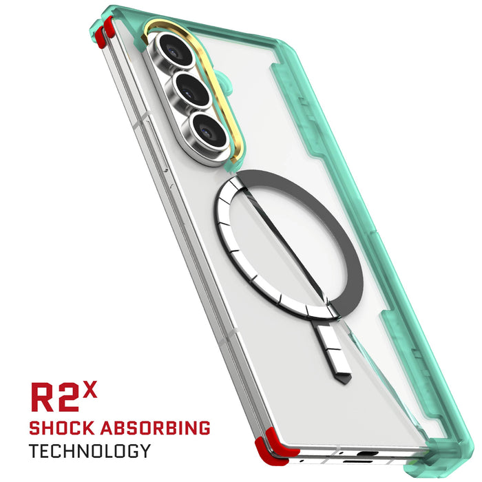 Samsung Galaxy Z Fold7 Protective Phone Case Teal MagSafe Kickstand Magnetic