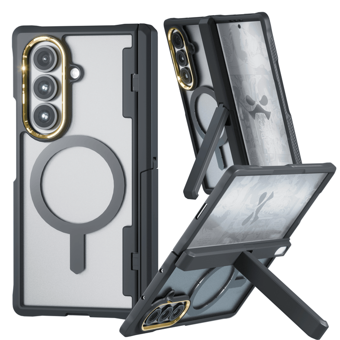 Samsung Galaxy Z Fold 7 Case Black MagSafe Kickstand Protective Phone Cover