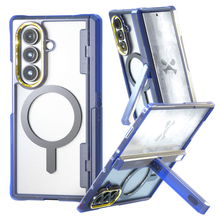 Samsung Galaxy Z Fold 7 Case Blue MagSafe Kickstand Protective Phone Cover
