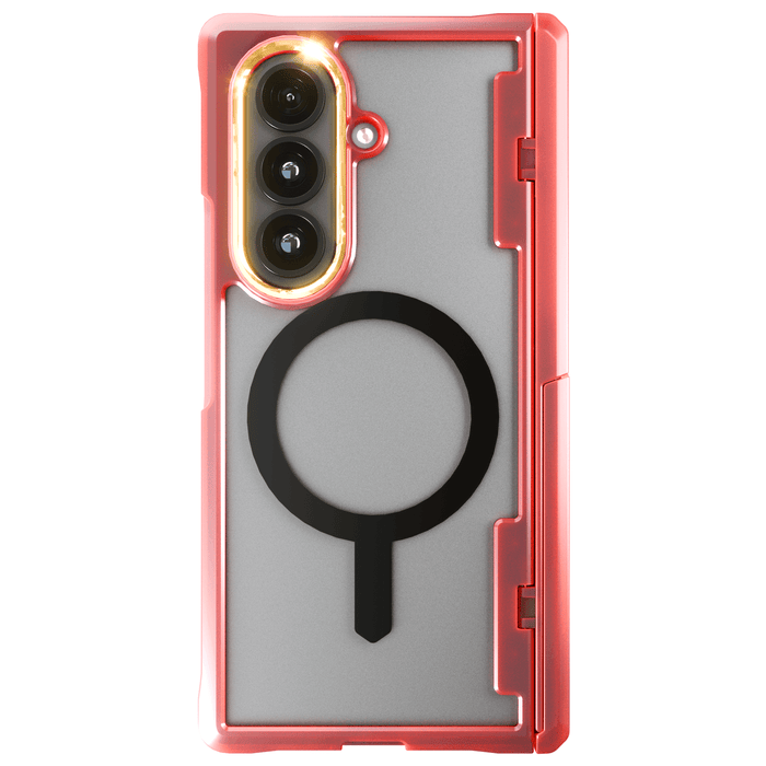 Samsung Galaxy Z Fold 7 Case Red MagSafe Kickstand Protective Phone Cover Clear