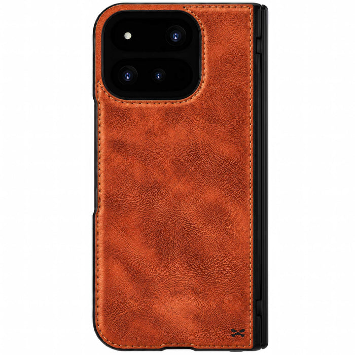 Google Pixel 11 Pro Fold Brown Leather Case MagSafe Magnetic Hinge Cover