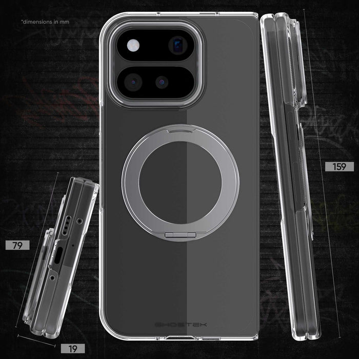 Google Pixel 11 Pro Fold Phone Case Clear Silver MagSafe Ring Magnetic Cover