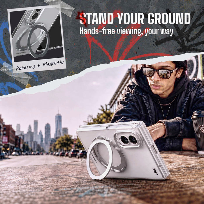 Samsung Galaxy Z Fold 8 Case Clear Silver MagSafe Kickstand