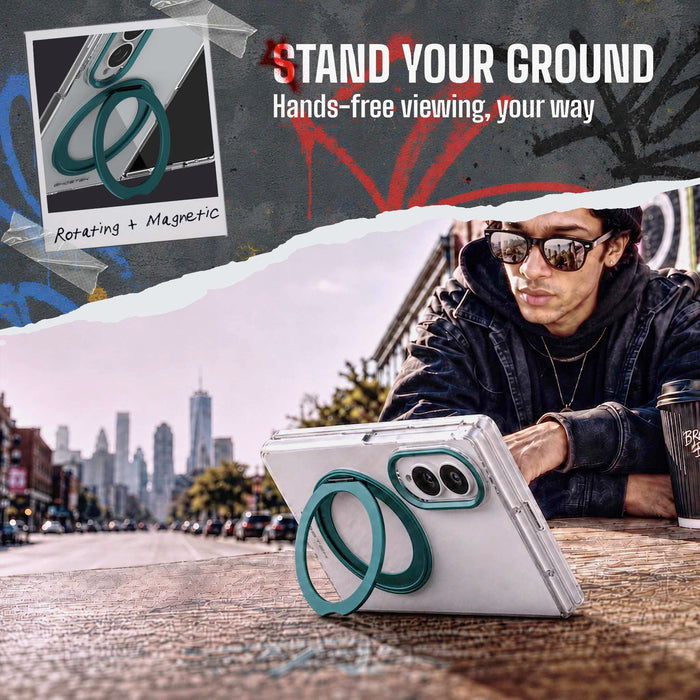 Samsung Galaxy Z Fold 8 Case Clear Teal MagSafe Magnetic Kickstand
