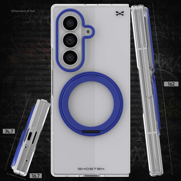 Samsung Galaxy Fold 8 Ultra Case Blue Clear MagSafe Kickstand Magnetic Cover