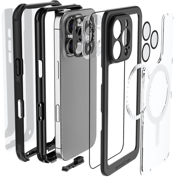 Waterproof iPhone 16 Pro Phone Case with Holster Belt Clip Kickstand Screen Camera Lens Protector