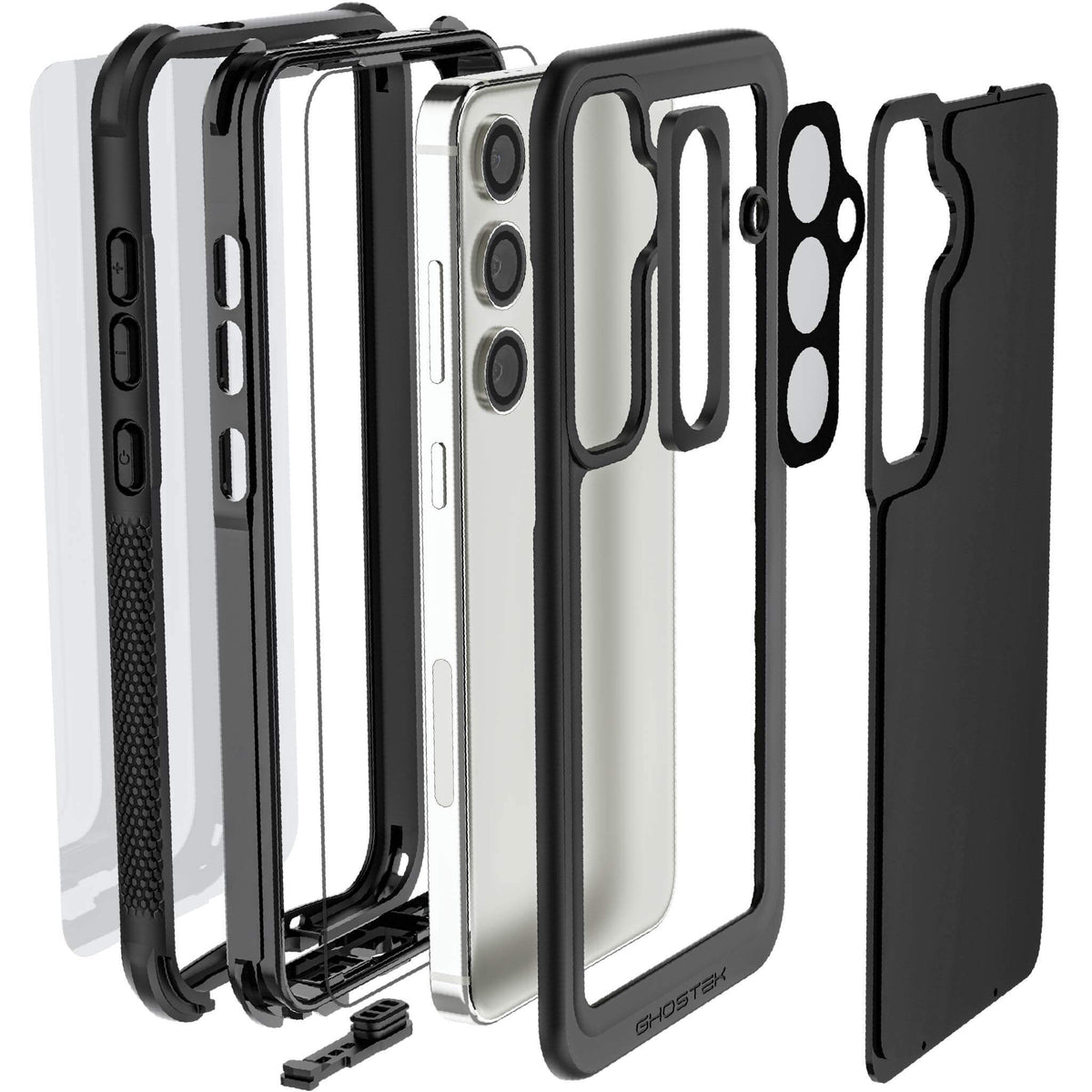 Waterproof Galaxy S24 Plus Case with Screen Protector Black Belt Clip Holster 