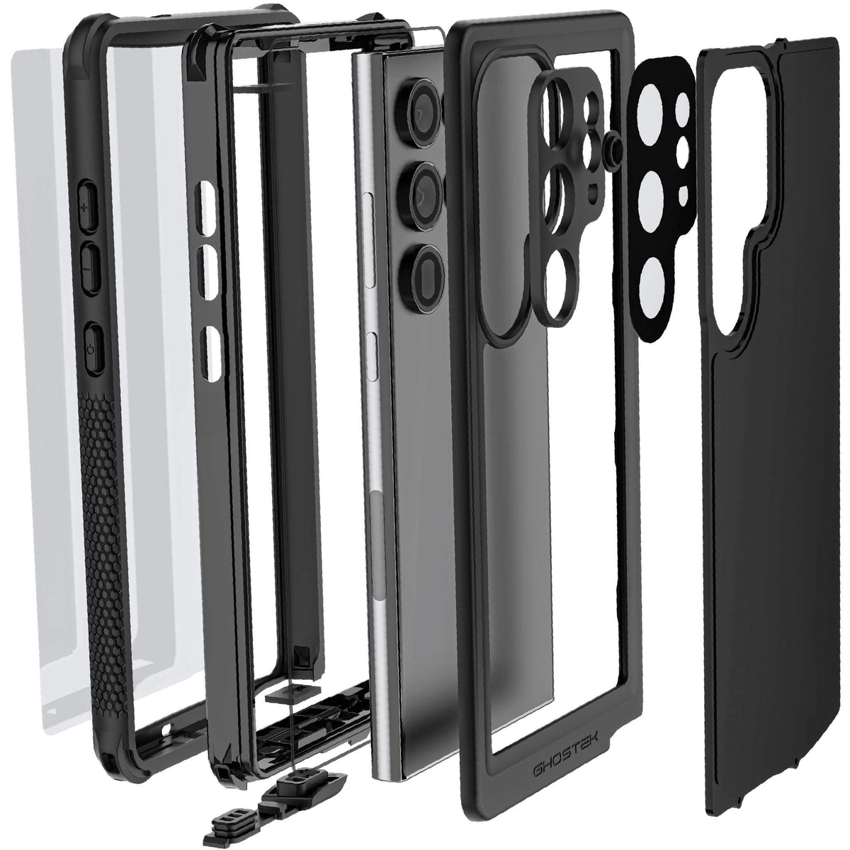 Waterproof Galaxy S24 Ultra Case with Screen Protector Black Belt Clip Holster 
