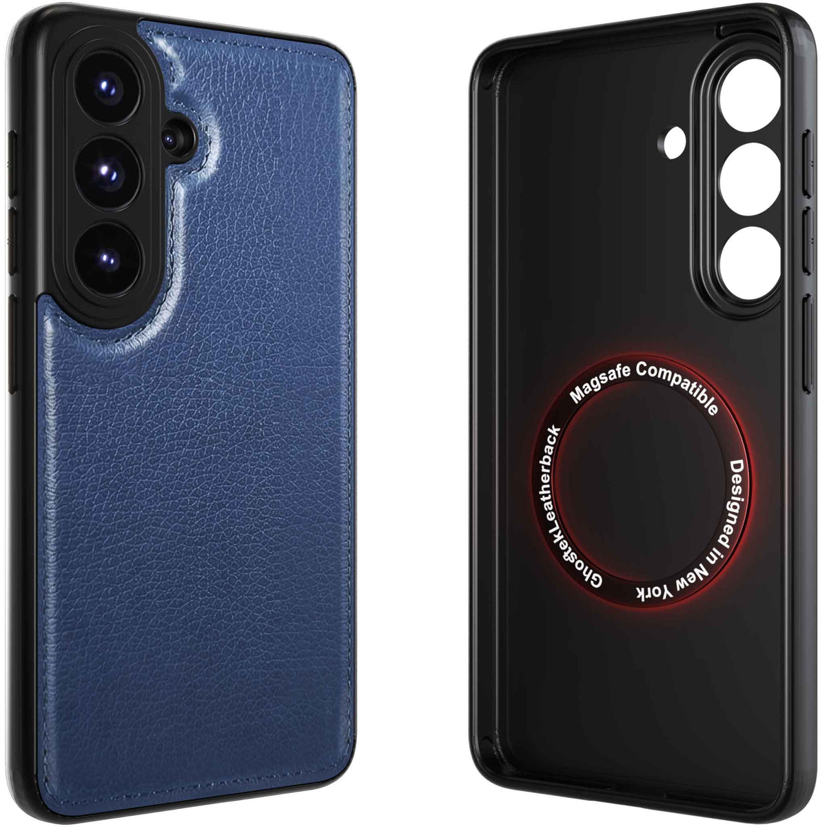 S26 Leather Case Blue with MagSafe Magnetic 