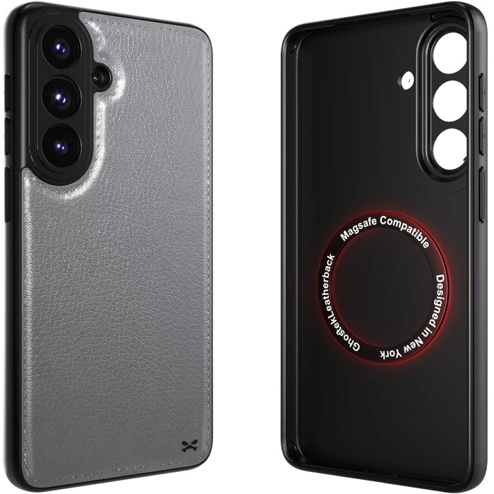 S26 Plus Leather Case Gray with MagSafe Magnetic 