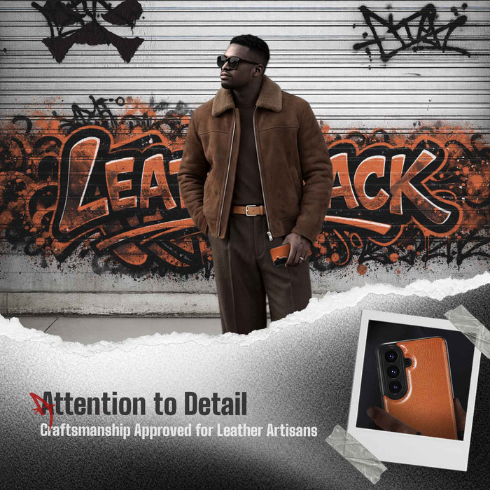 S26 Plus Leather Case Gray with MagSafe Magnetic 