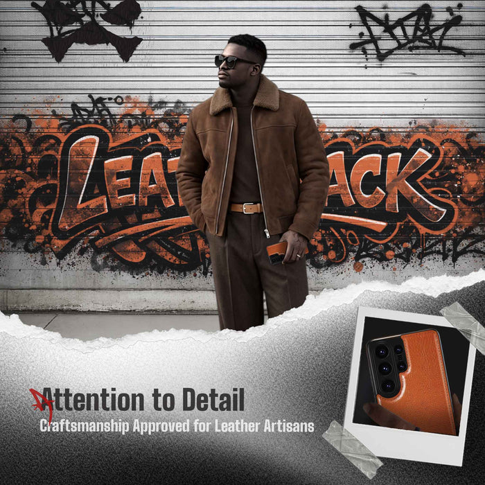 S26 Ultra Leather Case Brown with MagSafe Magnetic 