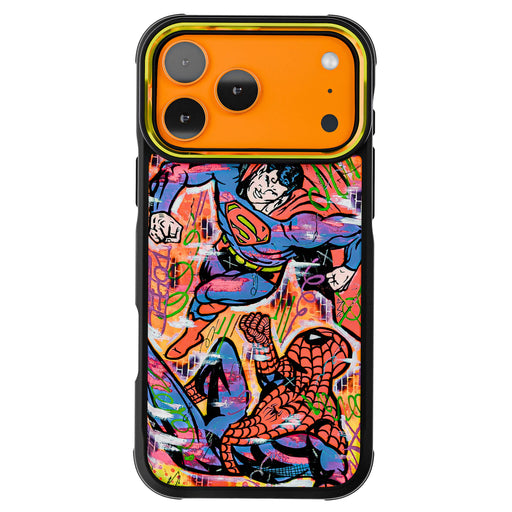 iPhone 18 Pro Max Case Spiderman vs Superman Spraypaint Collab Artwork Phone Cover MagSafe Doped Out M Artist
